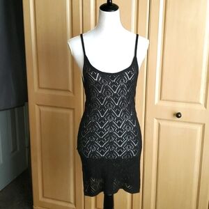 XOXO Brand long Knitted Shirt Dress in Black. L